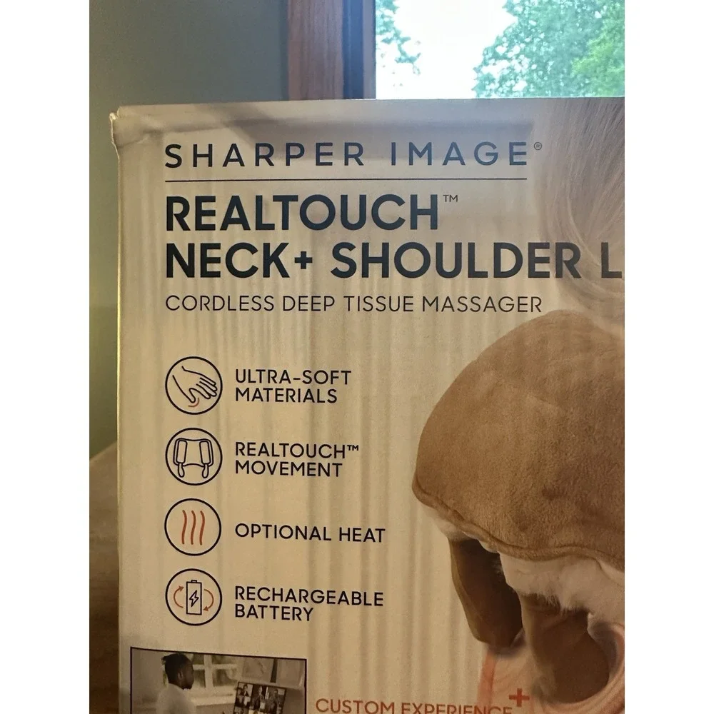 Sharper Image Realtouch Neck+Shoulder Luxe Massager, NEW Open Box, Optional Heat